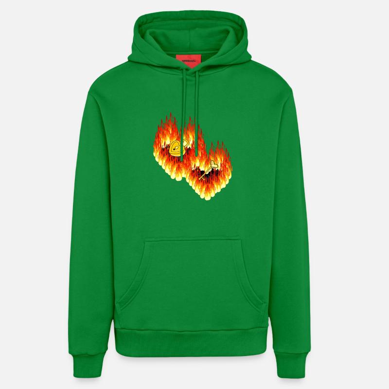 Cœurs Flamme Amour Relation Saint-Valentin - Sweat à capuche bio décontracté fabriqué en UE - City Green