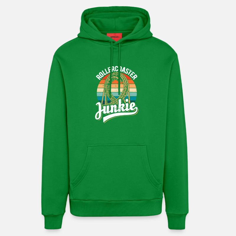 Rollercoaster Junkie - Roller Coaster - Boucle - Sweat à capuche bio décontracté fabriqué en UE - City Green