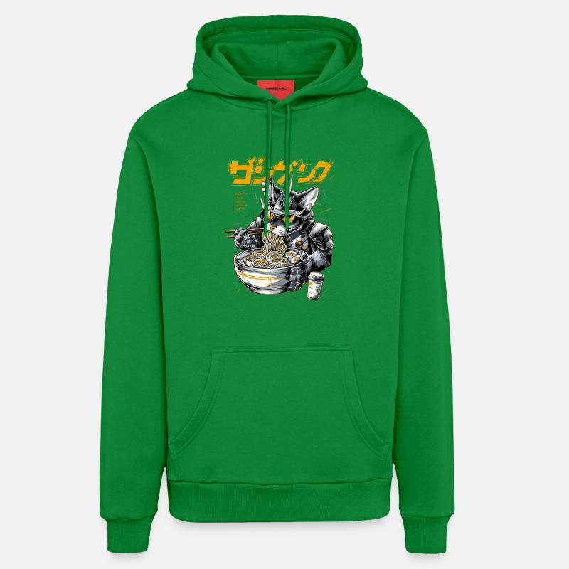 Cyber chat mangeant des ramen - Sweat à capuche bio décontracté fabriqué en UE - City Green