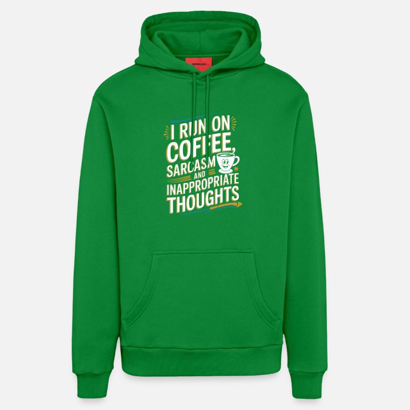 Café, sarcasme et pensées déplacées - Sweat à capuche bio décontracté fabriqué en UE - City Green