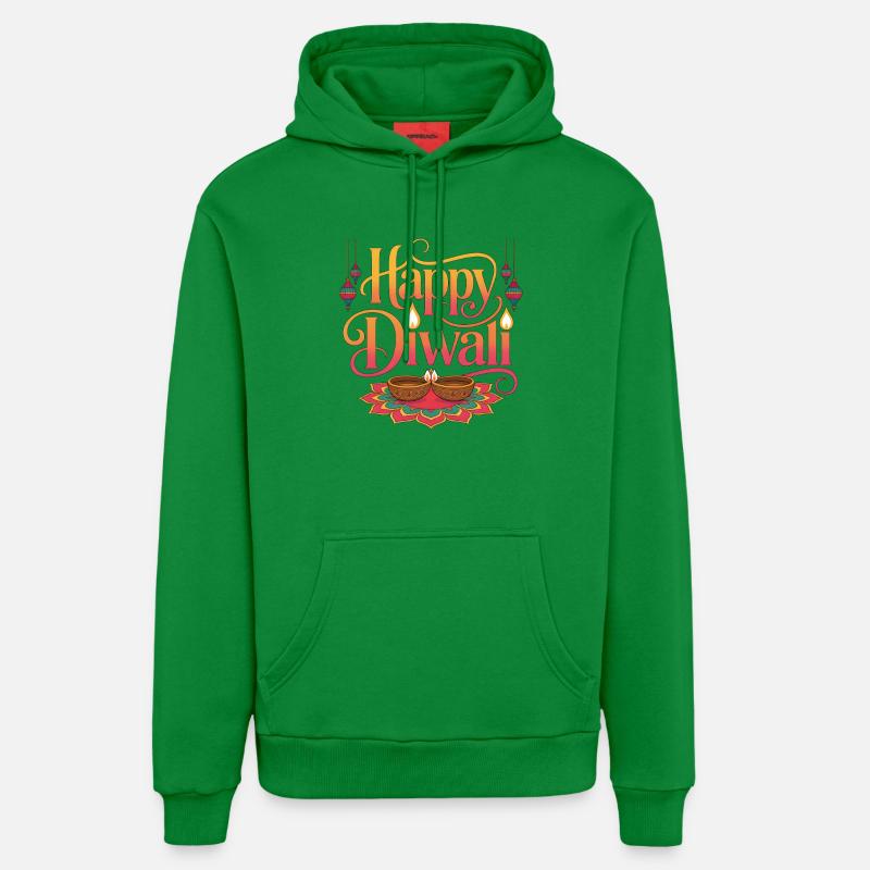 Joyeux Diwali Lumières Rangoli - Sweat à capuche bio décontracté fabriqué en UE - City Green