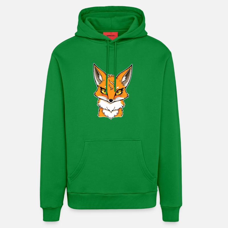 Illustration de bande dessinée Fox Head - Sweat à capuche bio décontracté fabriqué en UE - City Green