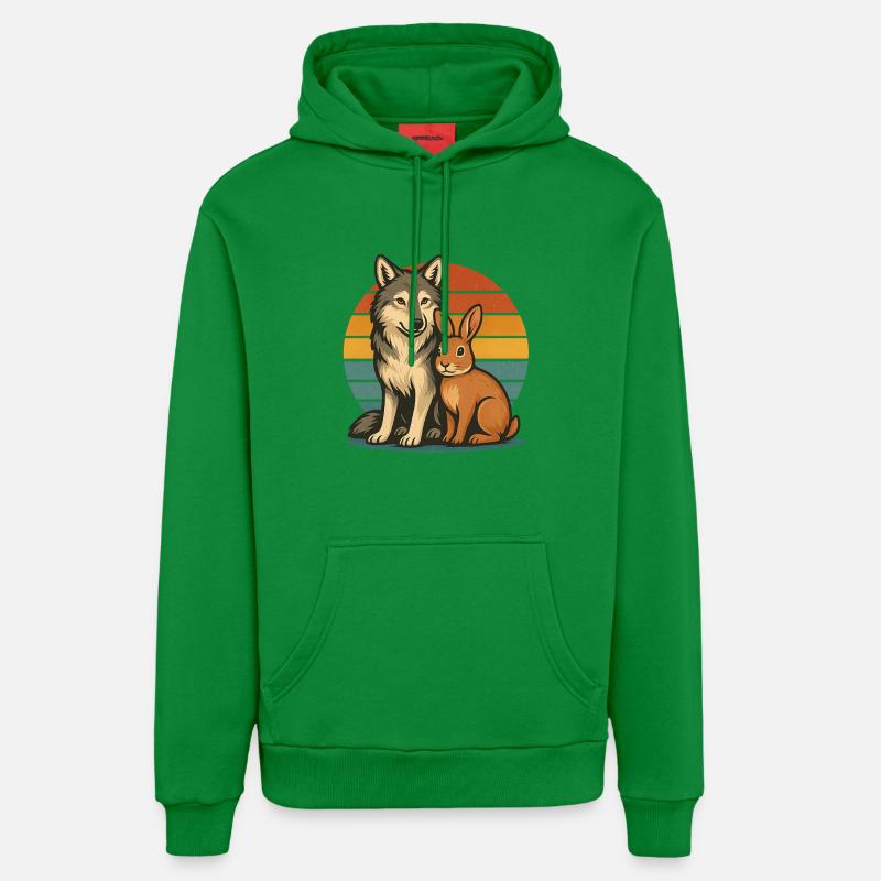 Loup et Lapin - Sweat à capuche bio décontracté fabriqué en UE - City Green