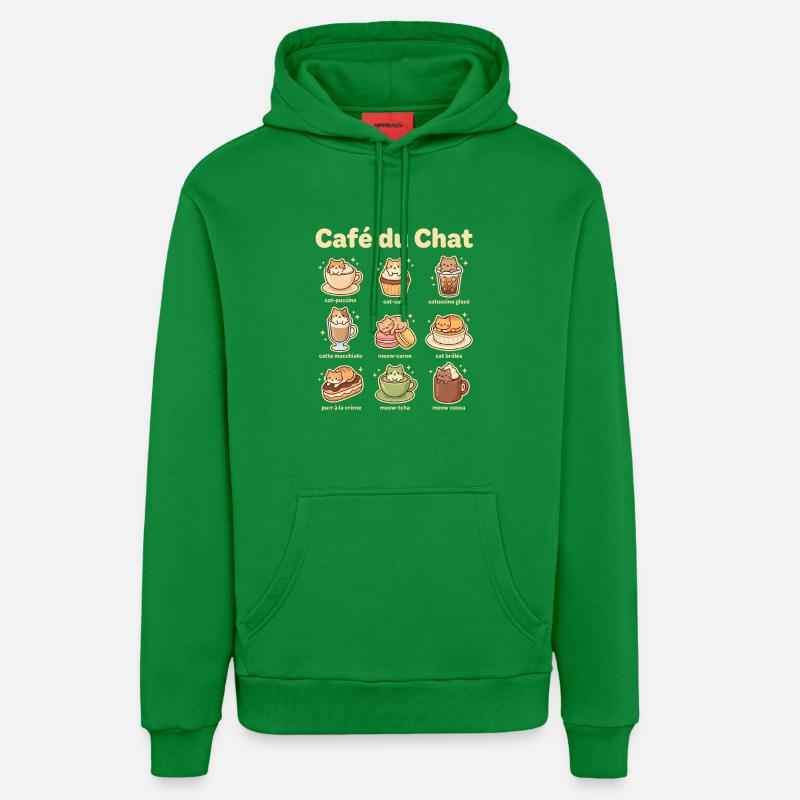 Café du Chat Cat Delight - Sweat à capuche bio décontracté fabriqué en UE - City Green