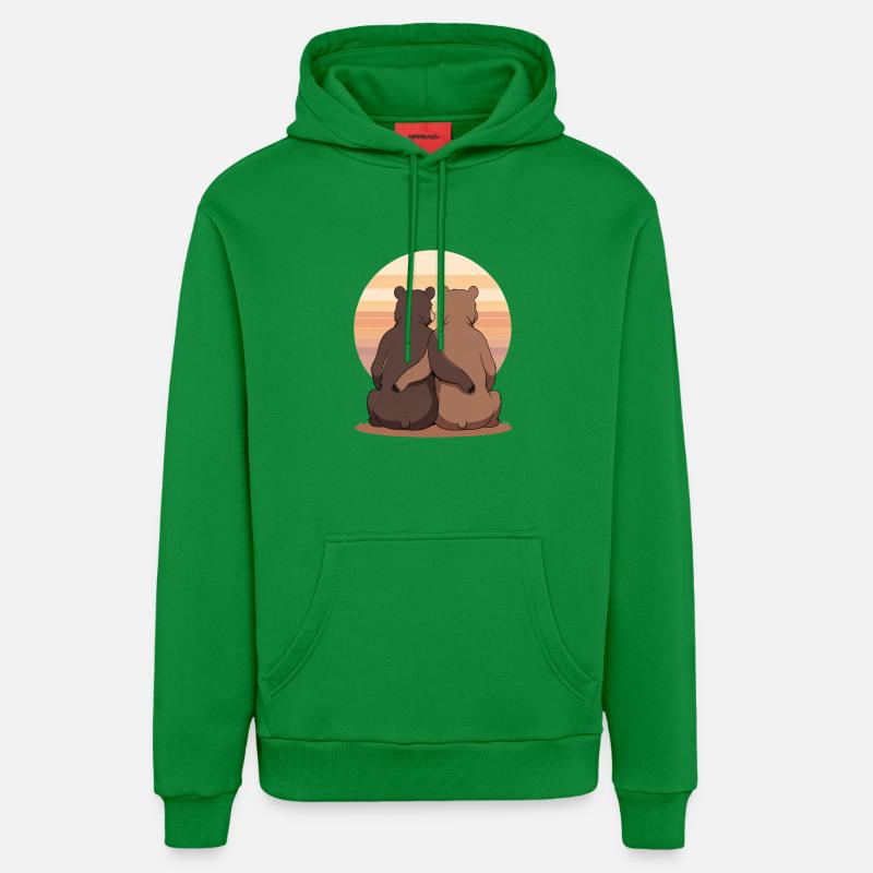 Duo d’ours au coucher du soleil - Sweat à capuche bio décontracté fabriqué en UE - City Green
