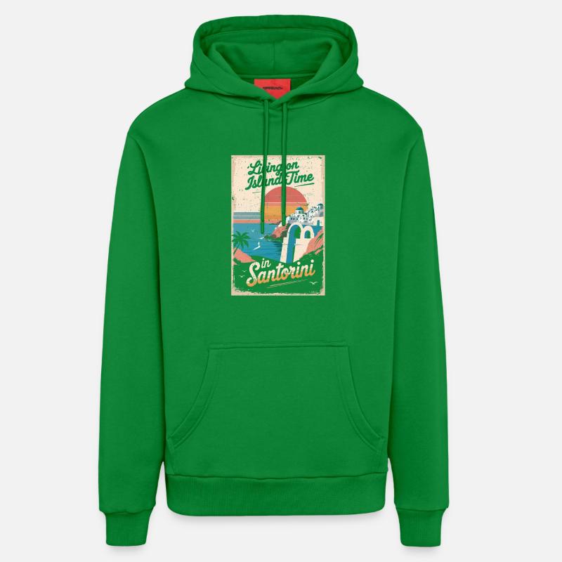 Temps sur l’île à Santorin - Sweat à capuche bio décontracté fabriqué en UE - City Green