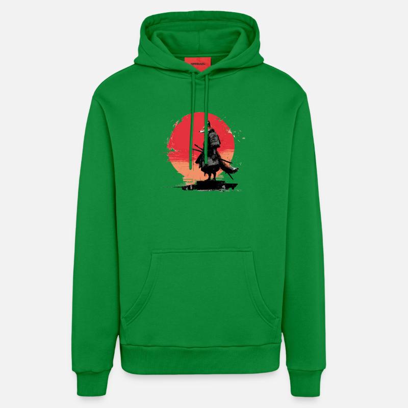 Fox Samurai au coucher du soleil - Sweat à capuche bio décontracté fabriqué en UE - City Green