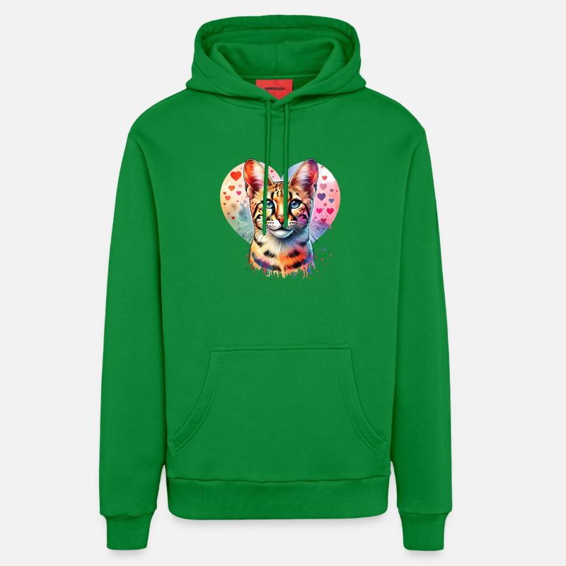 Chat des savanes - Sweat à capuche bio décontracté fabriqué en UE - City Green