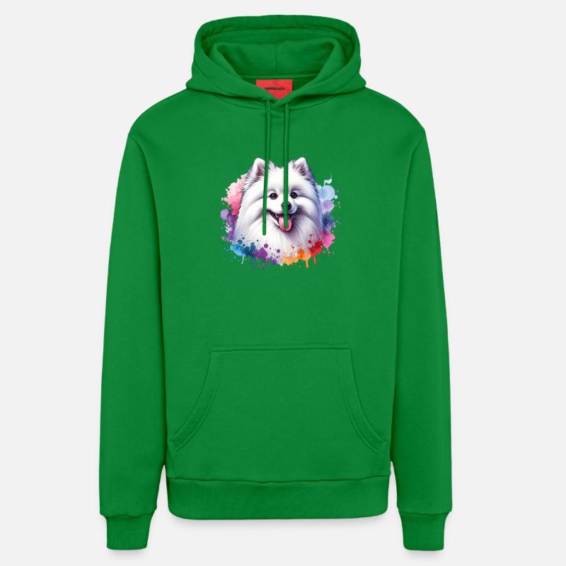 Motif spitz poméranien - Sweat à capuche bio décontracté fabriqué en UE - City Green