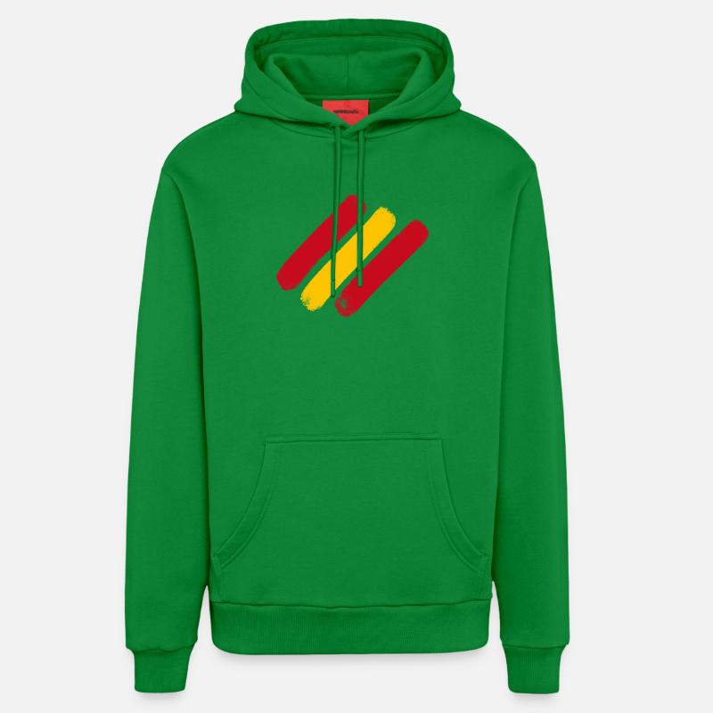Espagne - Bandes de drapeau - Sweat à capuche bio décontracté fabriqué en UE - City Green