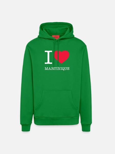 J'AIME LA MARTINIQUE - Sweat à capuche bio décontracté fabriqué en UE - City Green