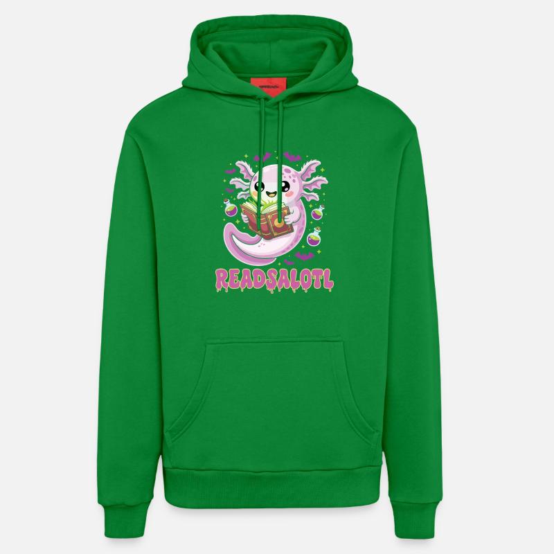 Halloween Readsalotl Axolotl Lecture - Sweat à capuche bio décontracté fabriqué en UE - City Green