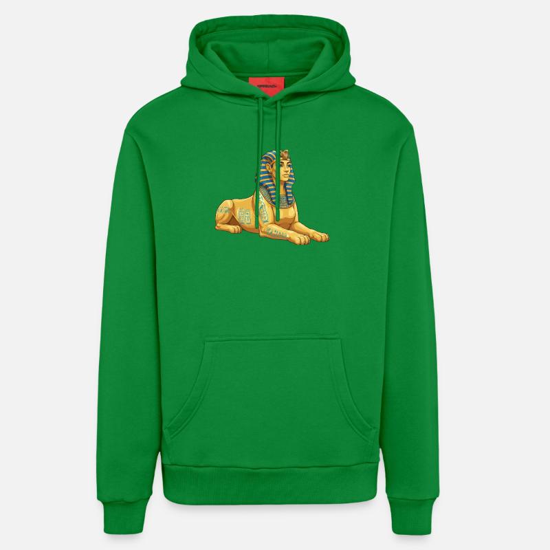Sphinx doré avec hiéroglyphes - Sweat à capuche bio décontracté fabriqué en UE - City Green