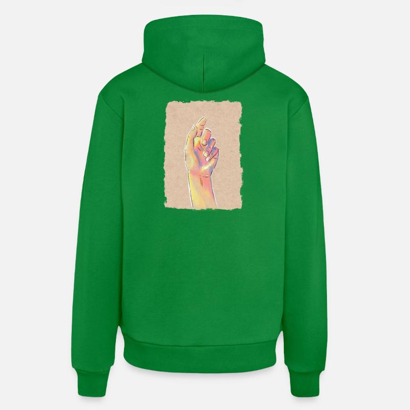Main Pastel Arc en Ciel - Sweat à capuche bio décontracté fabriqué en UE - City Green