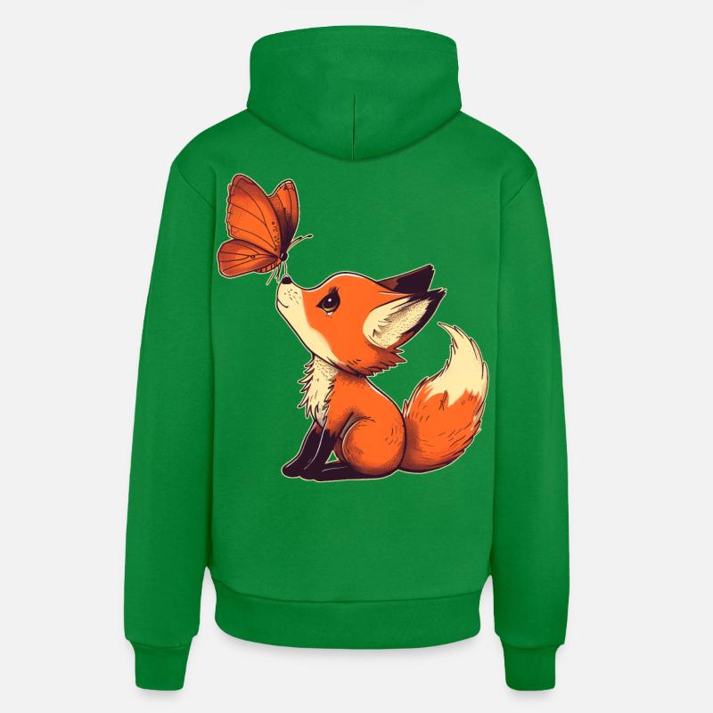 Renard avec papillon - Sweat à capuche bio décontracté fabriqué en UE - City Green