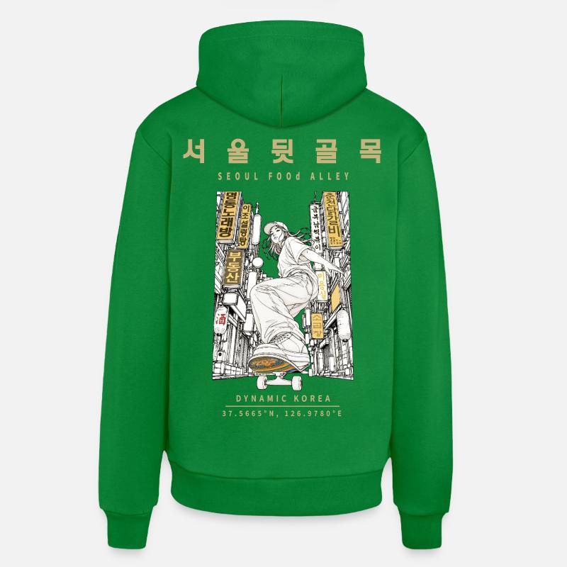 Korean Street Mood Design - Sweat à capuche bio décontracté fabriqué en UE - City Green