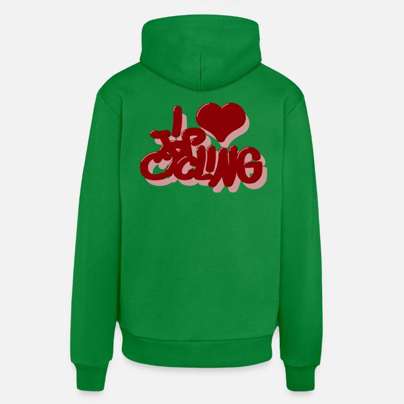 I_Love_cycling_rot - Sweat à capuche bio décontracté fabriqué en UE - City Green