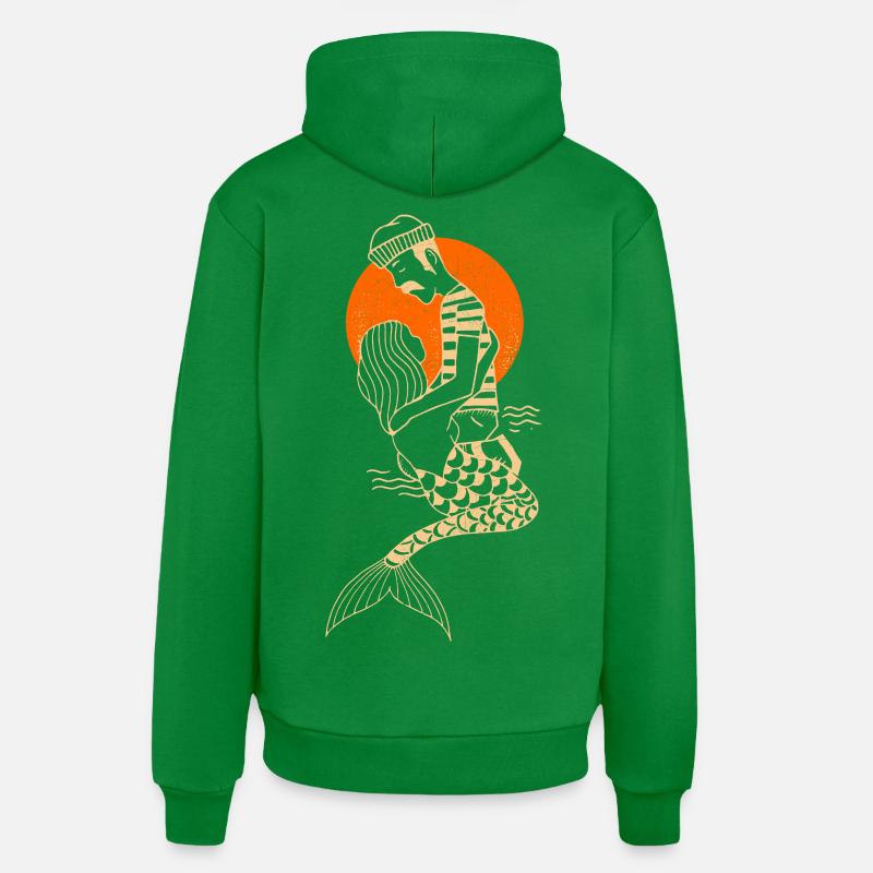 Amour sans frontières : Sirène et pêcheur - Sweat à capuche bio décontracté fabriqué en UE - City Green