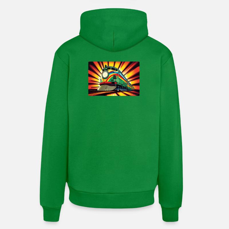 Train en Pop Art - Sweat à capuche bio décontracté fabriqué en UE - City Green