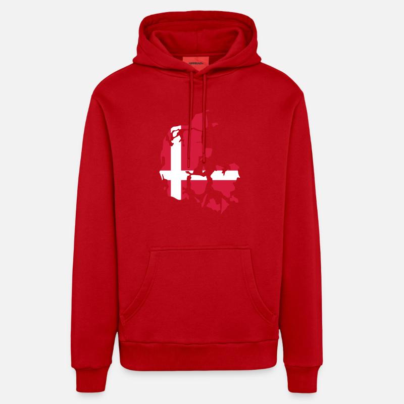 Danemark - Sweat à capuche bio décontracté fabriqué en UE - rouge