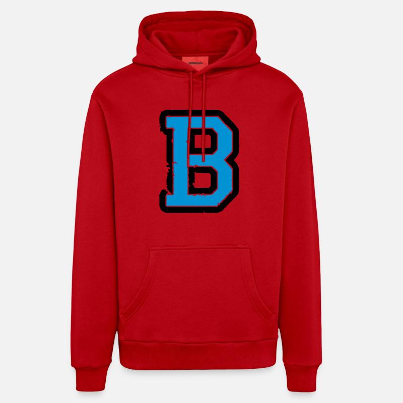 b_02 - Sweat à capuche bio décontracté fabriqué en UE - rouge