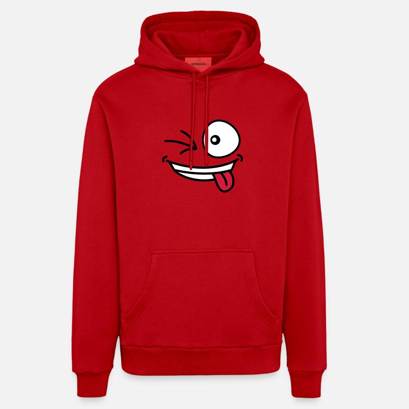 crazy_grin_face - Sweat à capuche bio décontracté fabriqué en UE - rouge