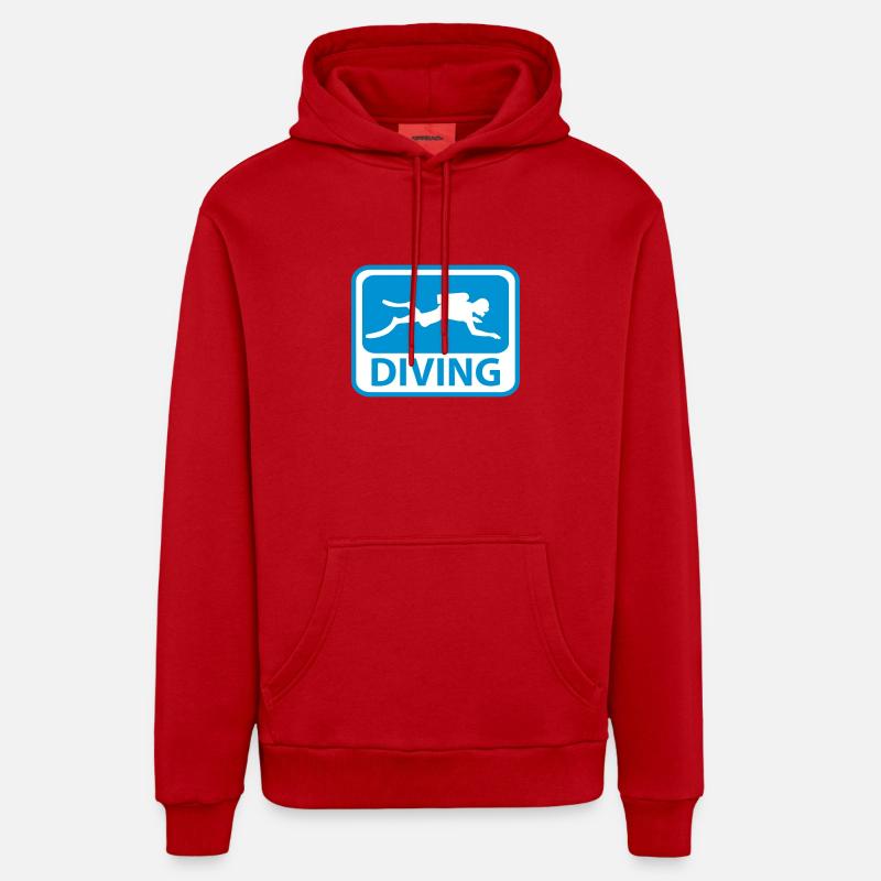 plongeur - Sweat à capuche bio décontracté fabriqué en UE - rouge