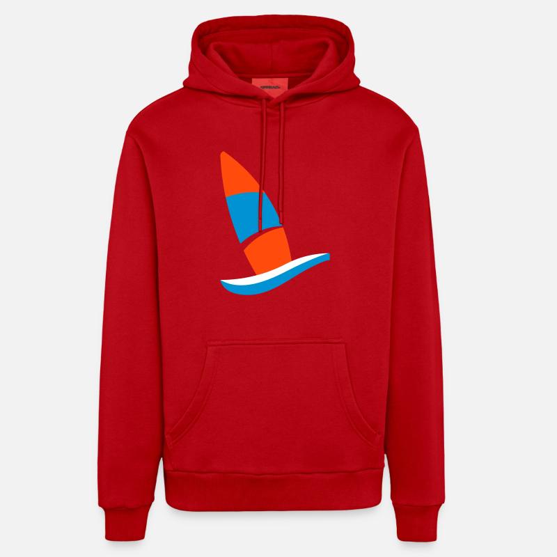 Logo de planche à voile - Sweat à capuche bio décontracté fabriqué en UE - rouge