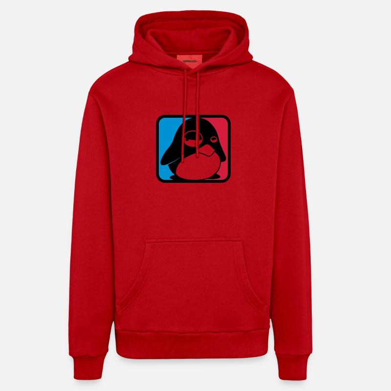 TUX Leauge, LINUX - Sweat à capuche bio décontracté fabriqué en UE - rouge