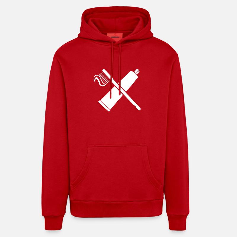 Brosse à dents - Sweat à capuche bio décontracté fabriqué en UE - rouge