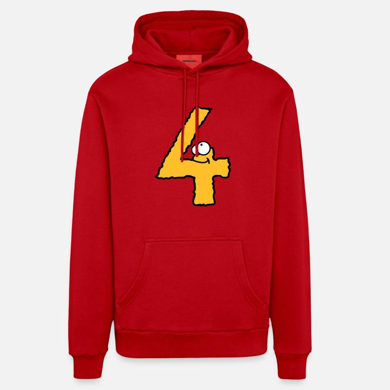 Lustiges 4 Vier Comic Monster - Organic Relaxed Hoodie Made in EU - Rot