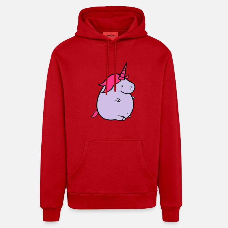 fat_unicorn_02 - Sweat à capuche bio décontracté fabriqué en UE - rouge