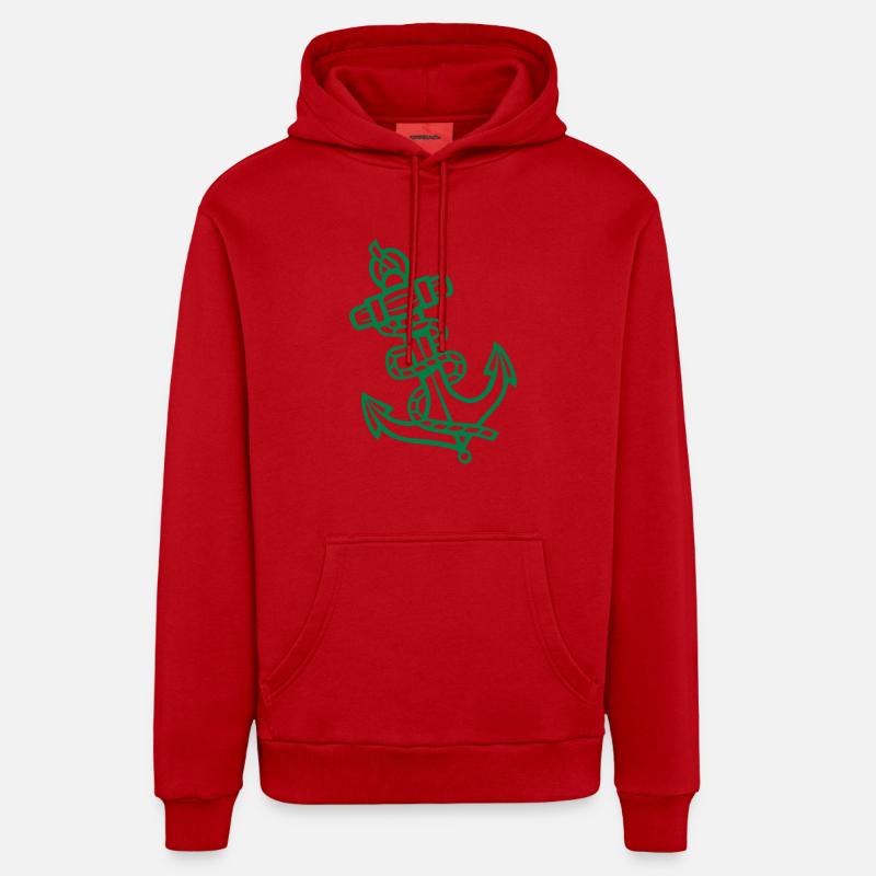 Icône d’ancre - Sweat à capuche bio décontracté fabriqué en UE - rouge