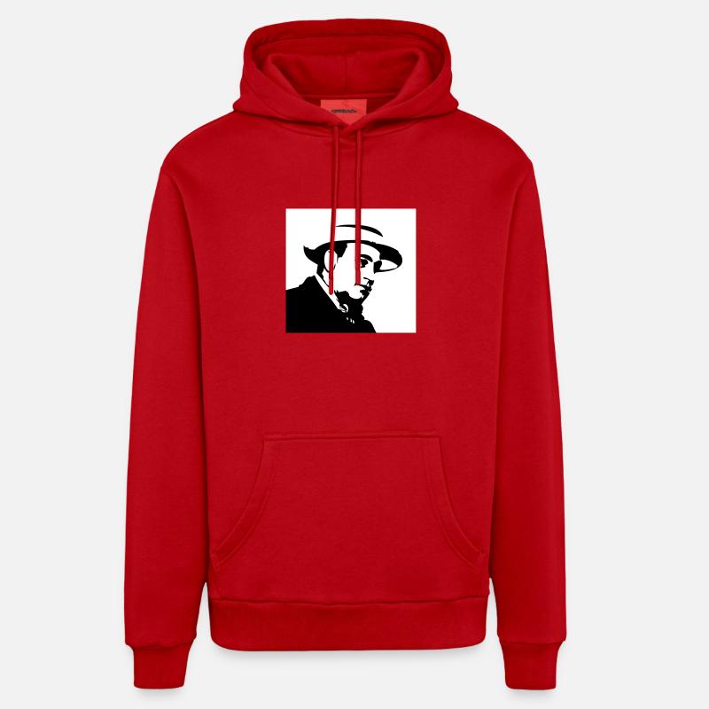 Al Capone - Sweat à capuche bio décontracté fabriqué en UE - rouge