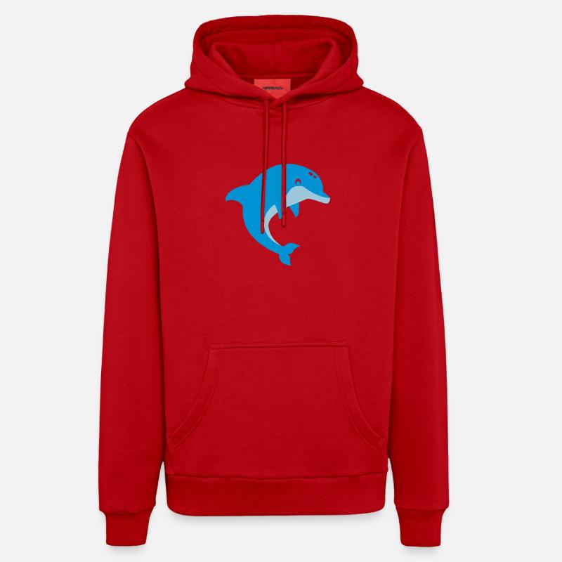 Dauphin - Sweat à capuche bio décontracté fabriqué en UE - rouge