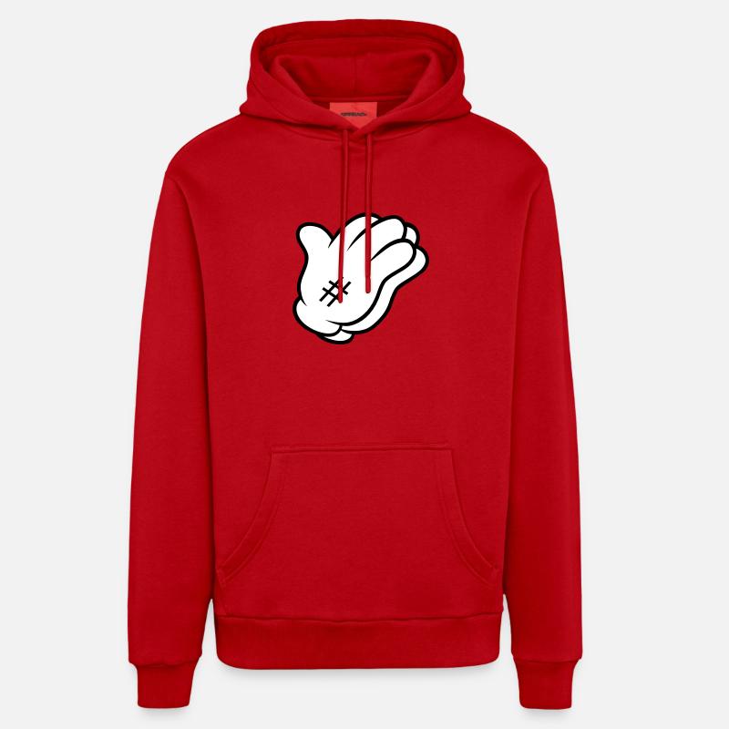 Comic Hand Pray - Sweat à capuche bio décontracté fabriqué en UE - rouge