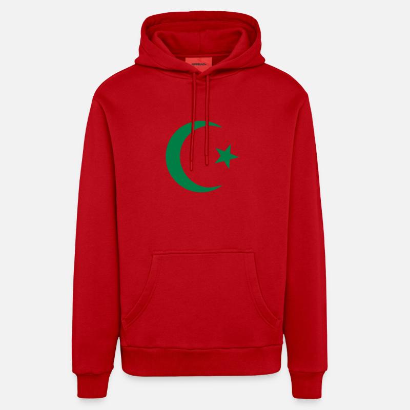 Le croissant et l'étoile - Sweat à capuche bio décontracté fabriqué en UE - rouge