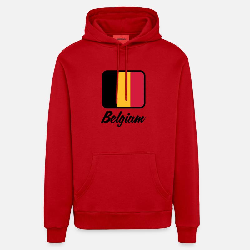 Drapeau national de Belgique - Sweat à capuche bio décontracté fabriqué en UE - rouge