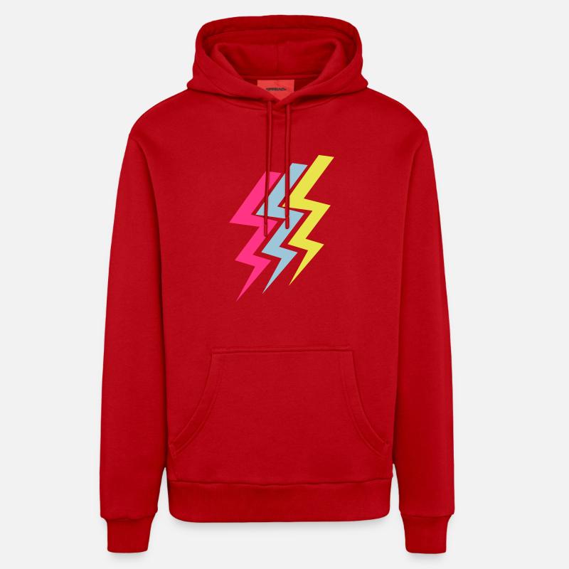 Drei Blitze - Three Thunderbolts - Organic Relaxed Hoodie Made in EU - Rot