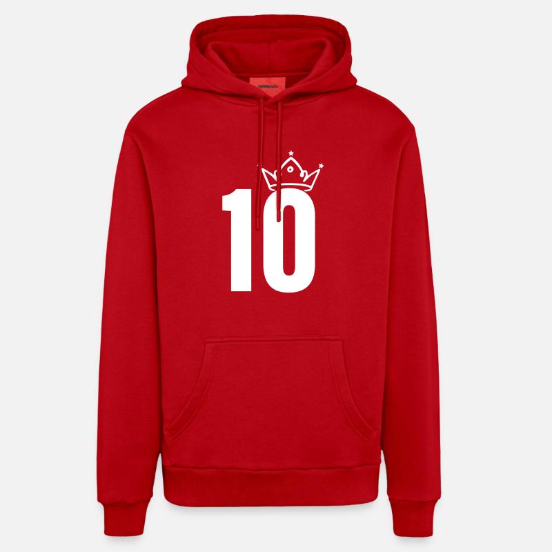 10 Couronnes - Sweat à capuche bio décontracté fabriqué en UE - rouge