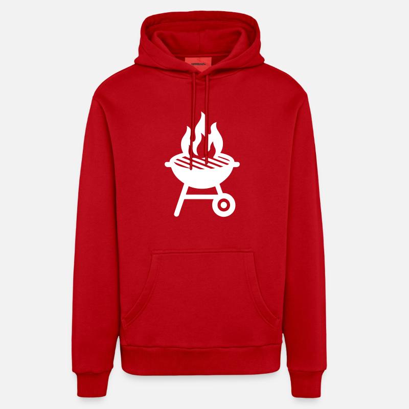 Icône du gril - Sweat à capuche bio décontracté fabriqué en UE - rouge