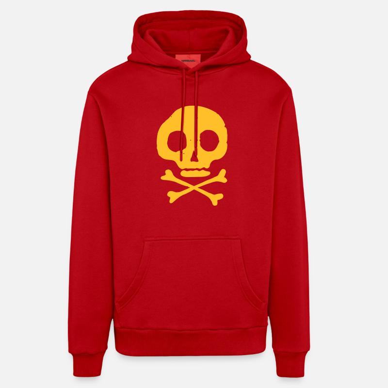 Crâne et os - Sweat à capuche bio décontracté fabriqué en UE - rouge