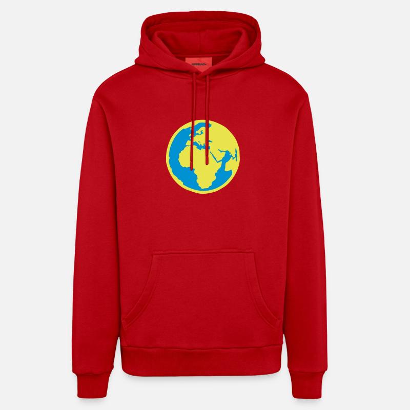 planete terre bleu1 - Sweat à capuche bio décontracté fabriqué en UE - rouge