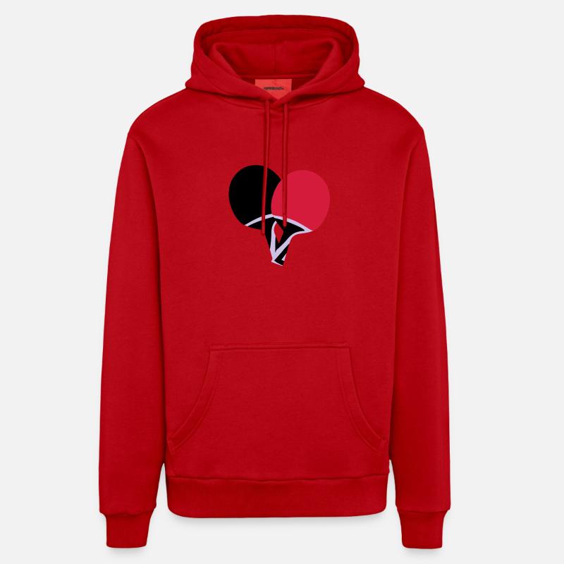 Tennis de table - Sweat à capuche bio décontracté fabriqué en UE - rouge
