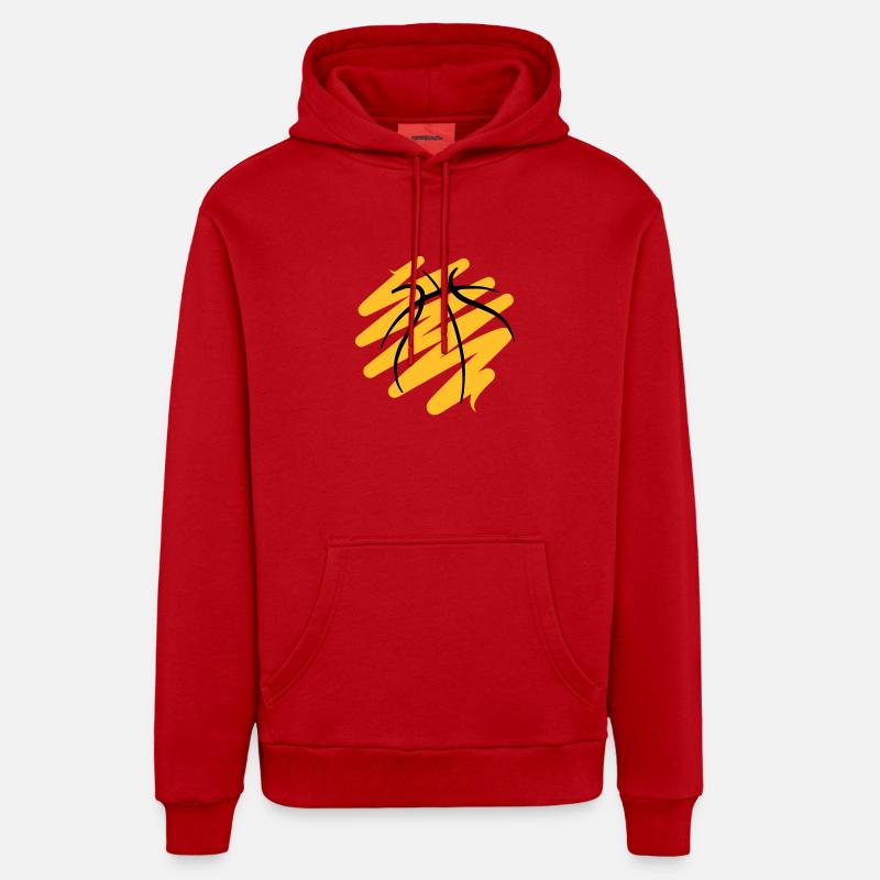 Basket-ball 64 - Sweat à capuche bio décontracté fabriqué en UE - rouge