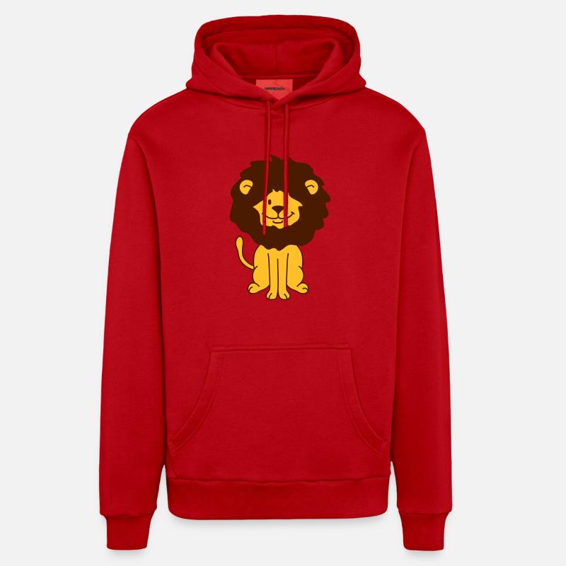 Cute Lion - Sweat à capuche bio décontracté fabriqué en UE - rouge