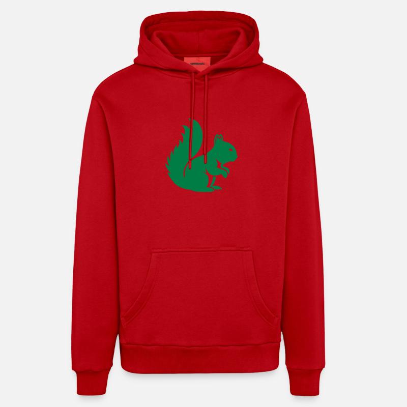 Écureuil Animal - Sweat à capuche bio décontracté fabriqué en UE - rouge