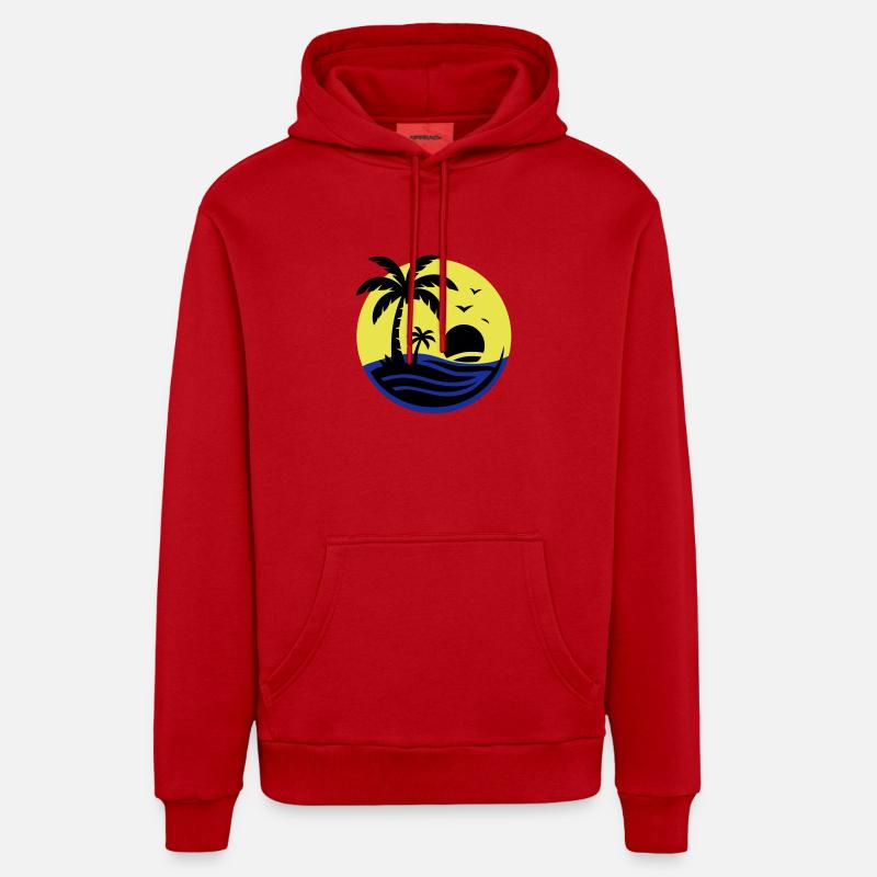 Île Palmiers Mer - Sweat à capuche bio décontracté fabriqué en UE - rouge