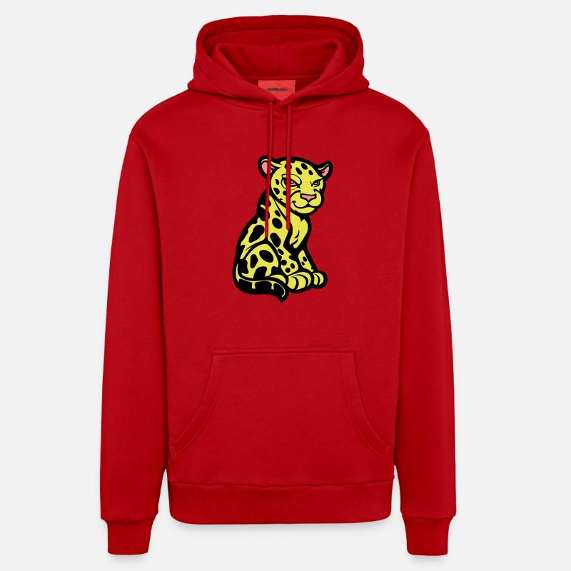 Bande dessinée Guépard Animal - Sweat à capuche bio décontracté fabriqué en UE - rouge