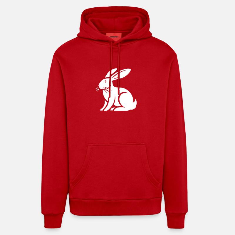 Lapin Lapin Animal - Sweat à capuche bio décontracté fabriqué en UE - rouge